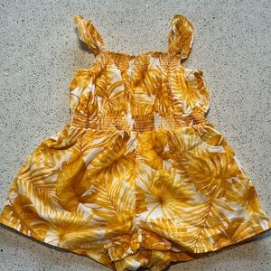 Janie and Jack yellow palm romper 12-18 months 100% cotton